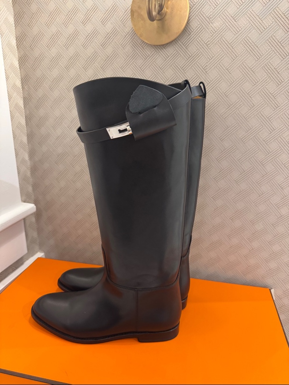Classic Black Leather Riding/Jumping Boots with Silver Buckle size 41 US 11 - Picture 5 of 16